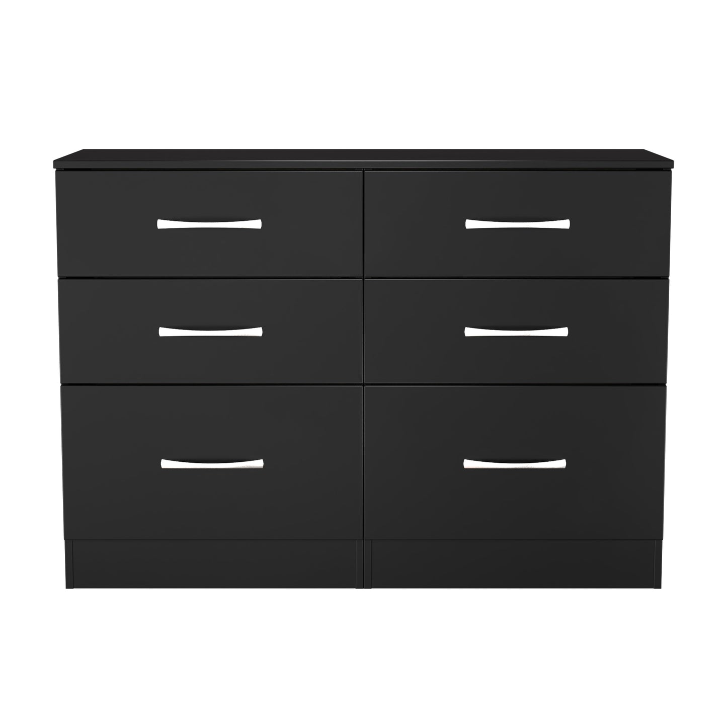 Avon Large Chest of Drawers Black 6 Drawers 110cm
