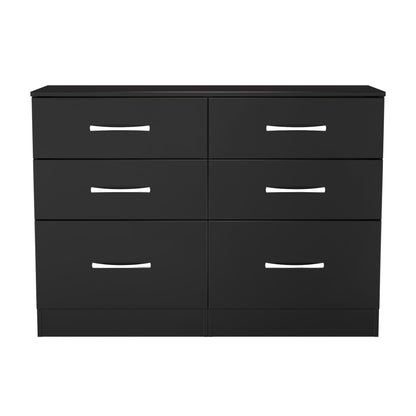 Avon Large Chest of Drawers Black 6 Drawers 110cm