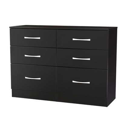 Avon Large Chest of Drawers Black 6 Drawers 110cm