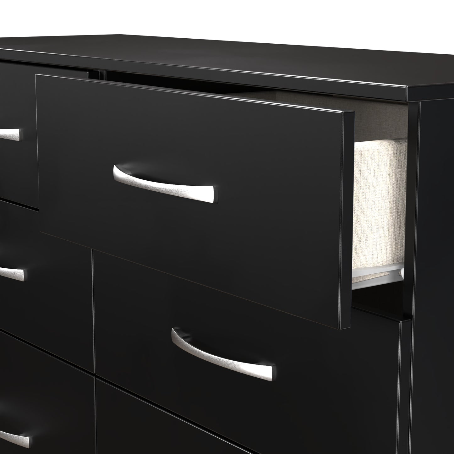 Avon Large Chest of Drawers Black 6 Drawers 110cm