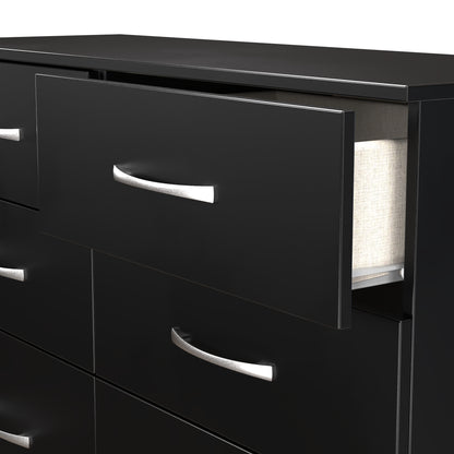 Avon Large Chest of Drawers Black 6 Drawers 110cm