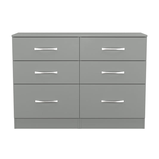 Avon Large Chest of Drawers Grey 6 Drawers 110cm