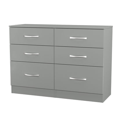 Avon Large Chest of Drawers Grey 6 Drawers 110cm