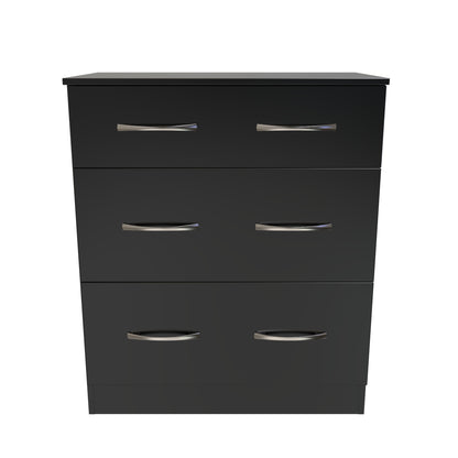 Avon Chest of Drawers Black 3 Drawers 39cm