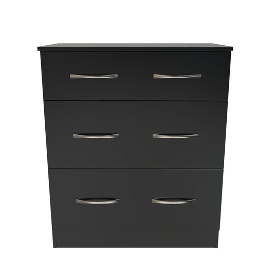 Avon Chest of Drawers Black 3 Drawers 39cm