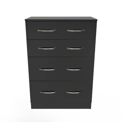 Avon Tall Chest of Drawers Black 4 Drawers 108cm