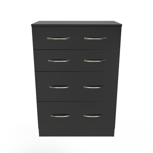 Avon Tall Chest of Drawers Black 4 Drawers 108cm