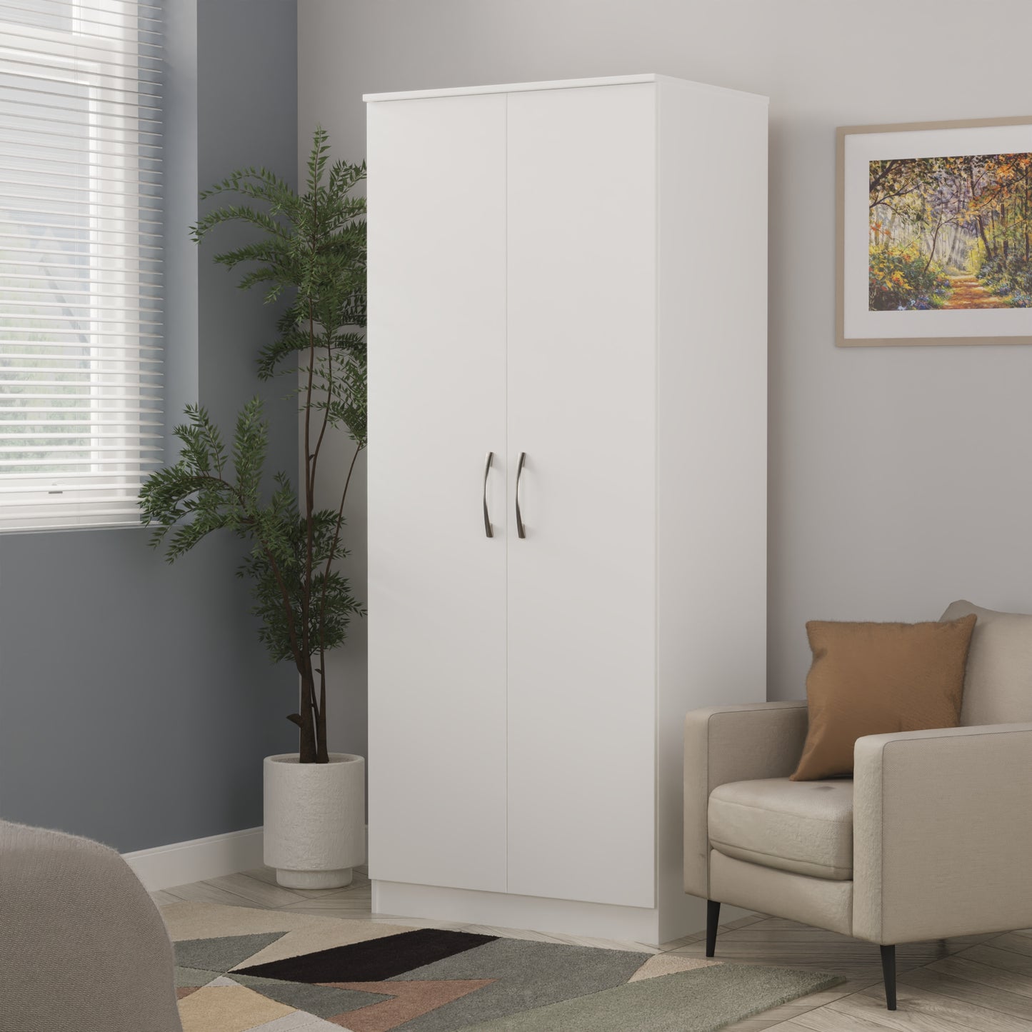 Avon Tall Wardrobe White 2 Doors 182cm