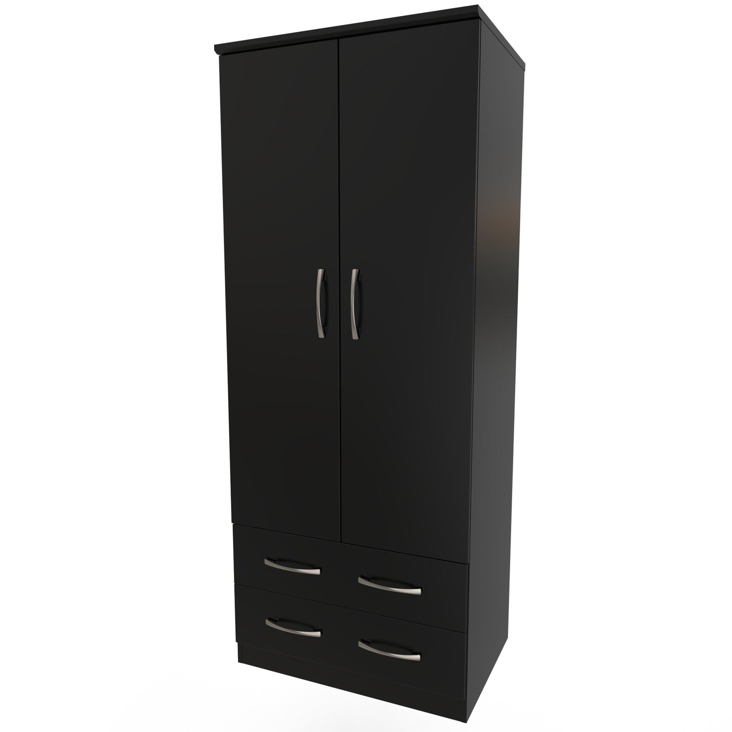 Avon Tall Wardrobe Black 2 Doors 2 Drawers 182cm