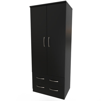 Avon Tall Wardrobe Black 2 Doors 2 Drawers 182cm