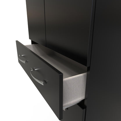 Avon Tall Wardrobe Black 2 Doors 2 Drawers 182cm