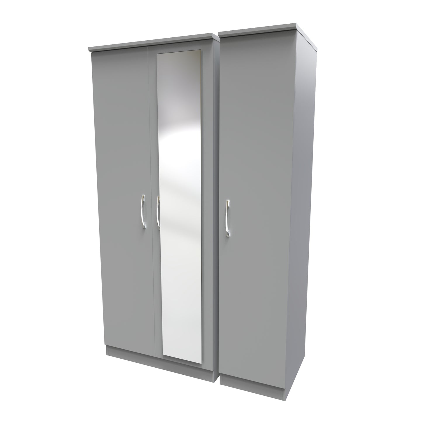 Avon Tall Mirror Wardrobe Grey 2 Doors 2 Shelves 182cm