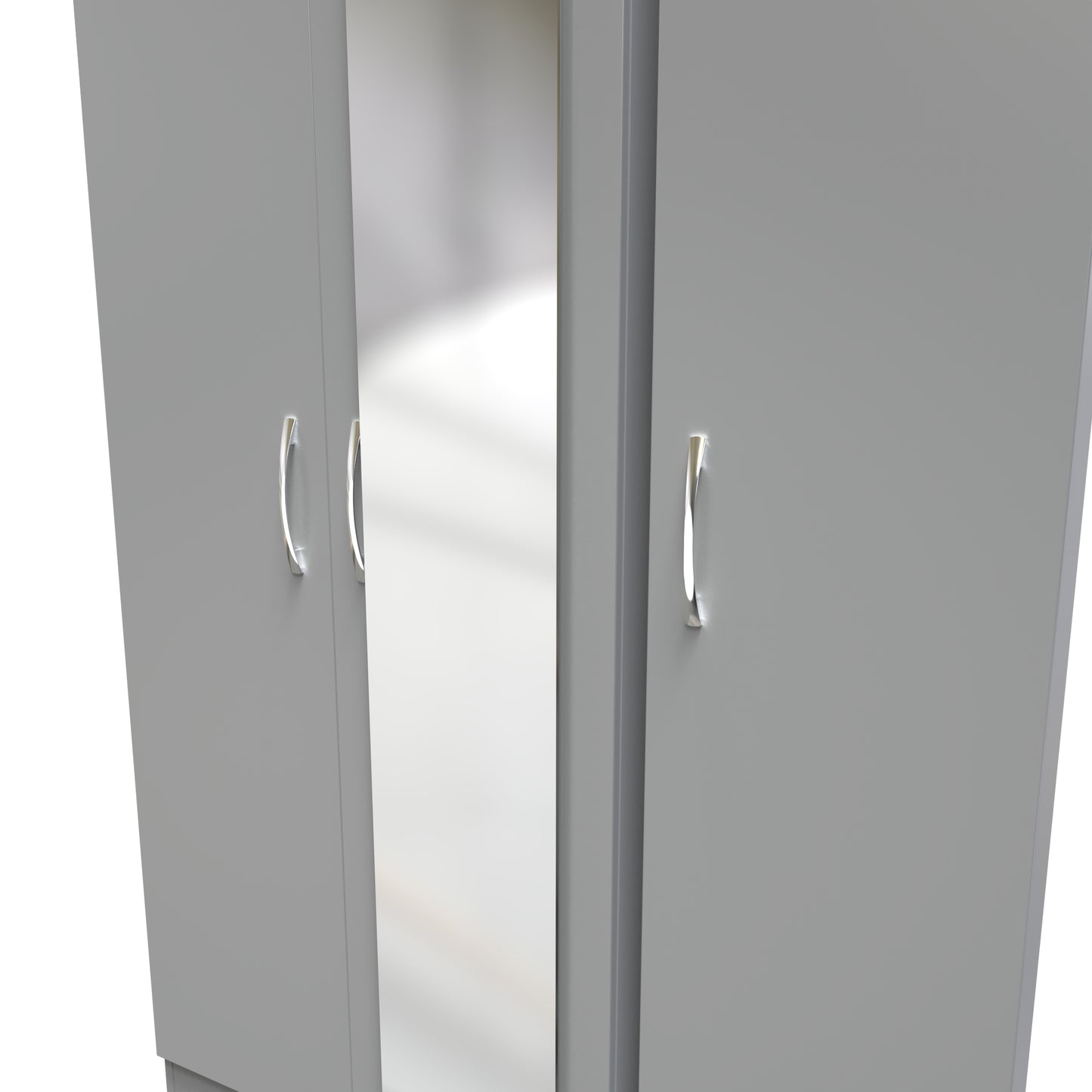 Avon Tall Mirror Wardrobe Grey 2 Doors 2 Shelves 182cm