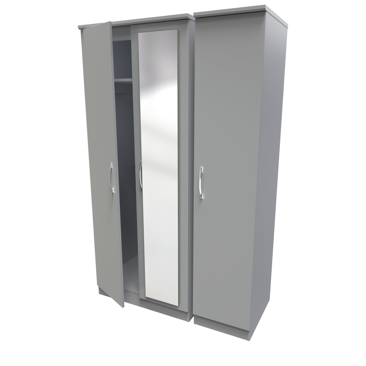 Avon Tall Mirror Wardrobe Grey 2 Doors 2 Shelves 182cm