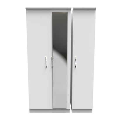 Avon Tall Mirror Wardrobe White 2 Doors 2 Shelves 182cm