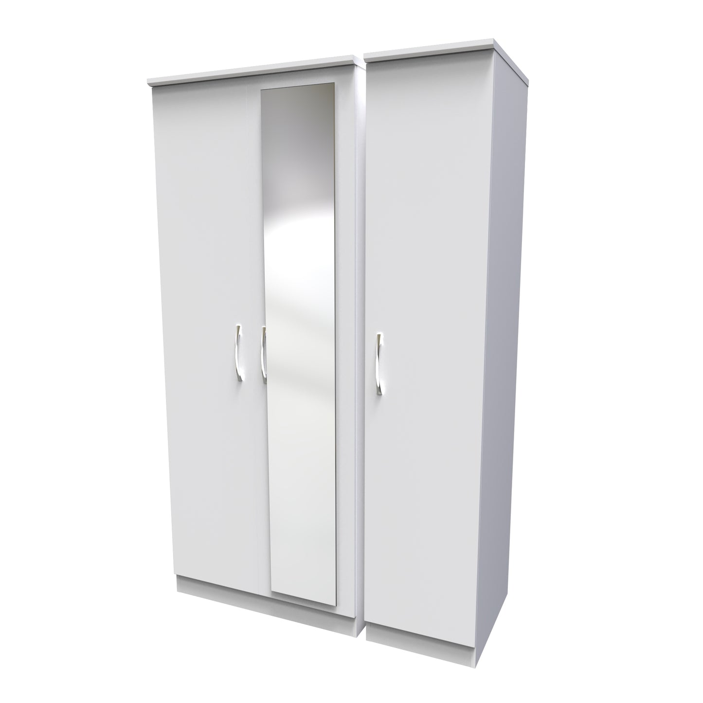 Avon Tall Mirror Wardrobe White 2 Doors 2 Shelves 182cm