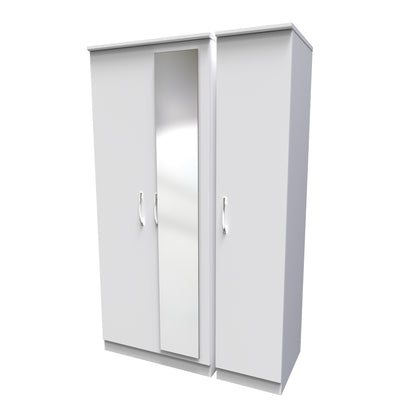 Avon Tall Mirror Wardrobe White 2 Doors 2 Shelves 182cm