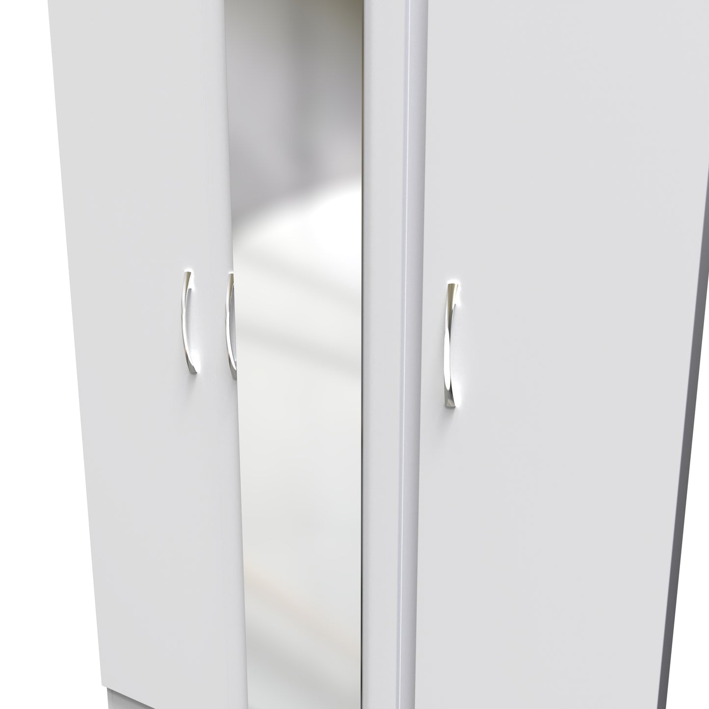 Avon Tall Mirror Wardrobe White 2 Doors 2 Shelves 182cm