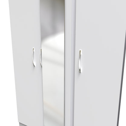 Avon Tall Mirror Wardrobe White 2 Doors 2 Shelves 182cm