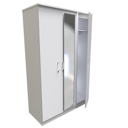 Avon Tall Mirror Wardrobe White 2 Doors 2 Shelves 182cm