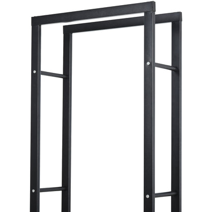 150x40cm Metal Firewood Log Holder Rack Double Tier w/ Balanced Base Side Rails