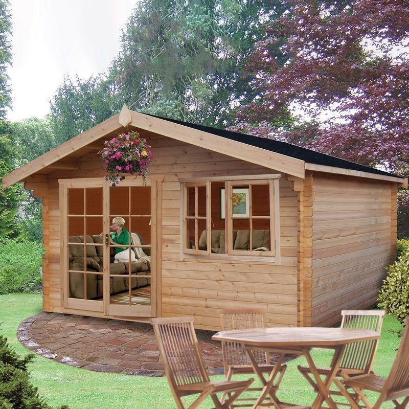 Abbeyford 11 9" x 15 8" Apex Log Cabin Premium 44mm Cladding Tongue & Groove