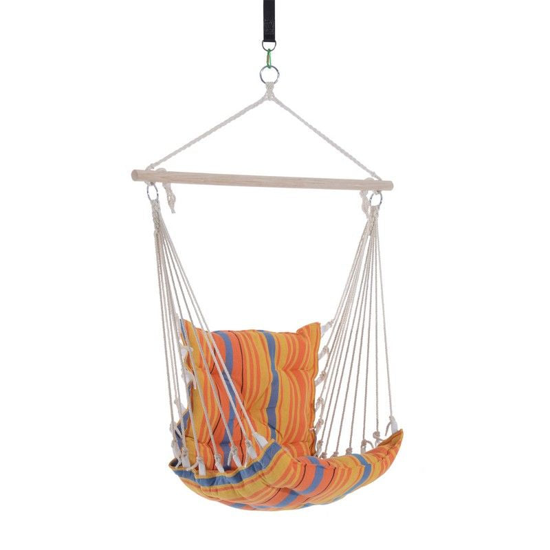 Outdoor Hanging Rope Chair Soft Padded Seat & Backrest