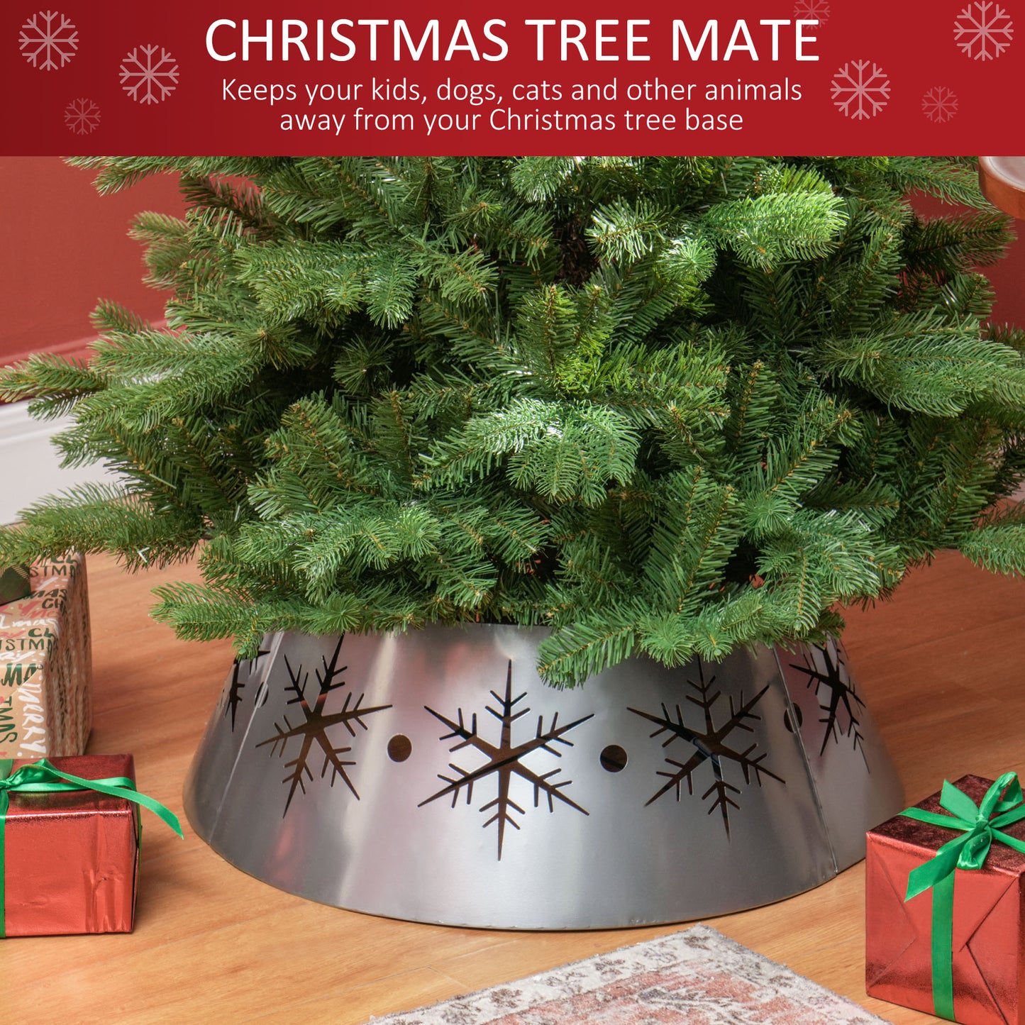 66cm Christmas Tree Skirt Metal Silver   Tips