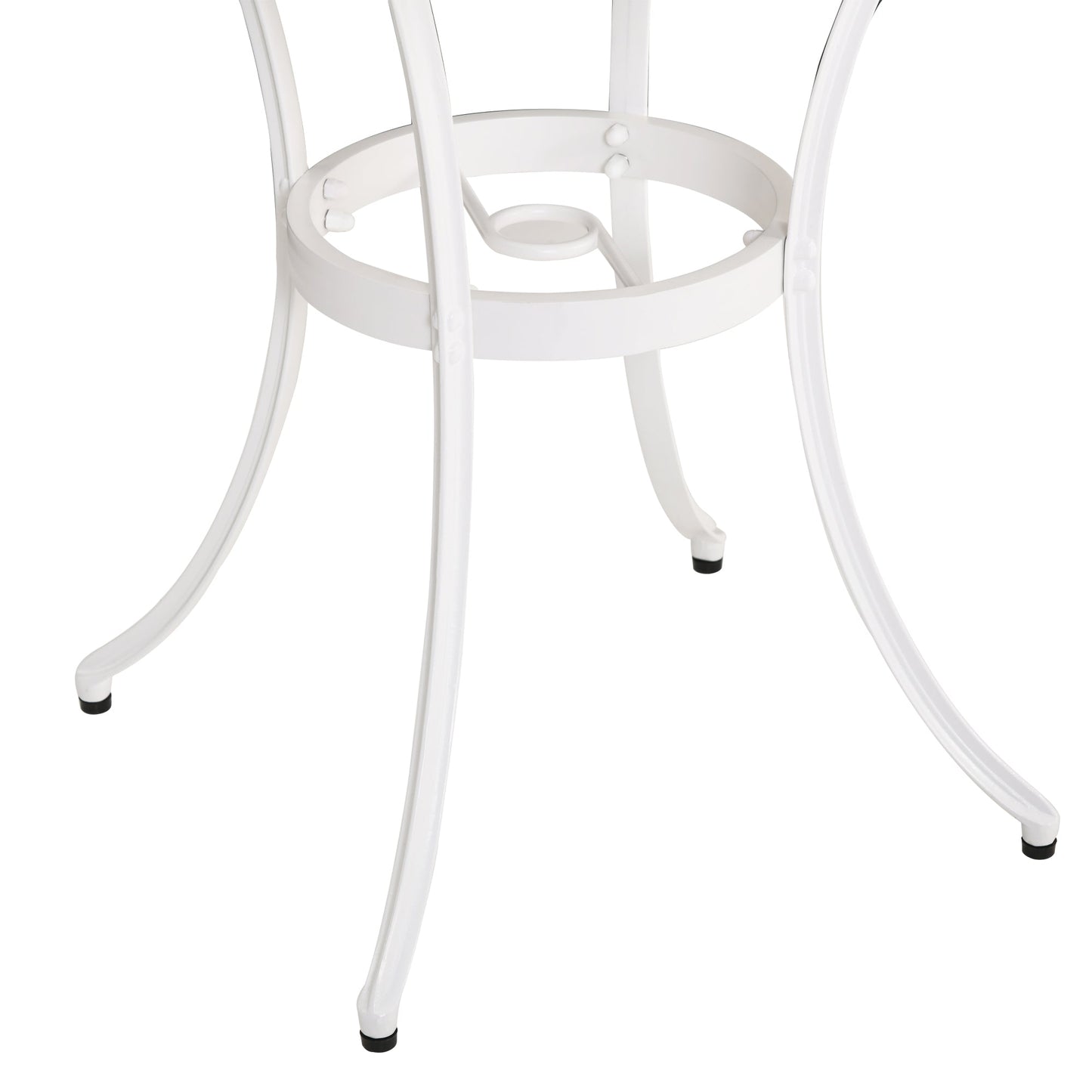 3-Piece Garden Bistro Set Cast Aluminium Round Table with 2 Chairs for Outdoor Patio Balcony White