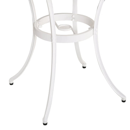 3-Piece Garden Bistro Set Cast Aluminium Round Table with 2 Chairs for Outdoor Patio Balcony White