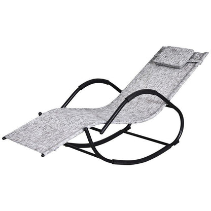 Outsunny Steel Frame Zero Gravity Rocking Lounge Chair With Pillow Grey Primary Image