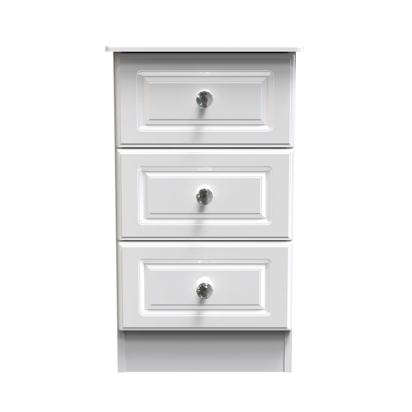 Balmoral Bedside Table White 3 Drawers 70cm