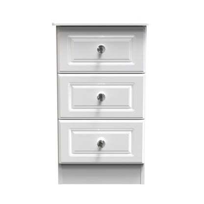 Balmoral Bedside Table White 3 Drawers 70cm
