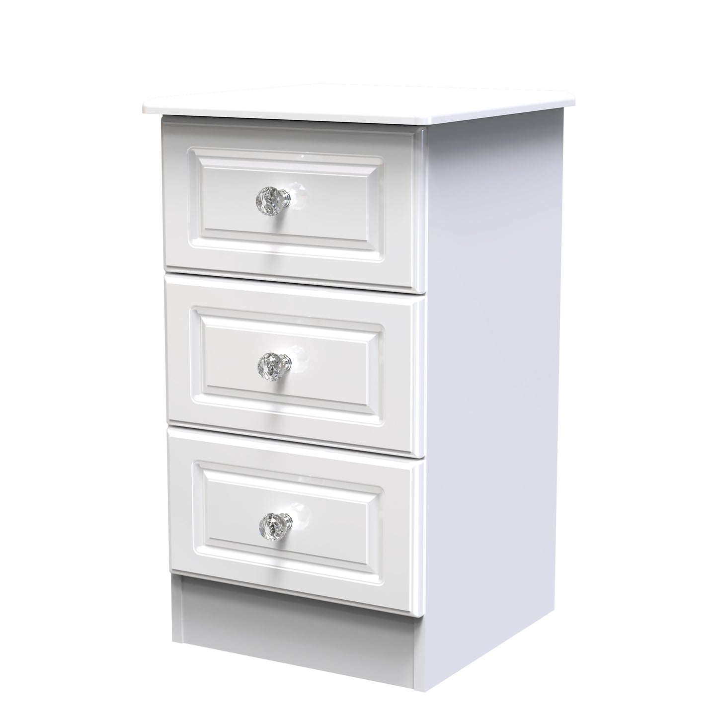 Balmoral Bedside Table White 3 Drawers 70cm