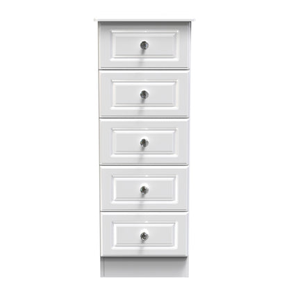 Balmoral Tall Tallboy White 5 Drawers 108cm