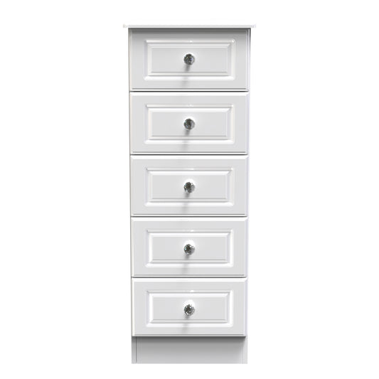 Balmoral Tall Tallboy White 5 Drawers 108cm
