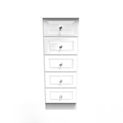 Balmoral Tall Tallboy White 5 Drawers 108cm