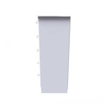Balmoral Tall Tallboy White 5 Drawers 108cm