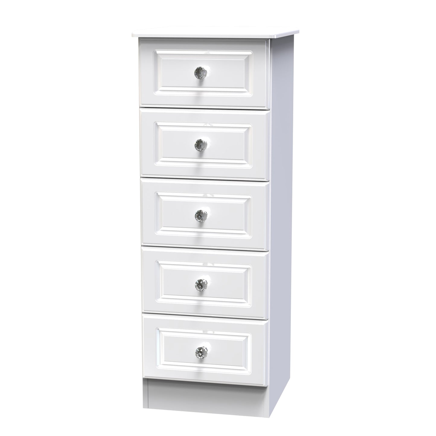 Balmoral Tall Tallboy White 5 Drawers 108cm