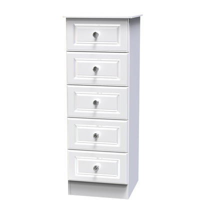 Balmoral Tall Tallboy White 5 Drawers 108cm