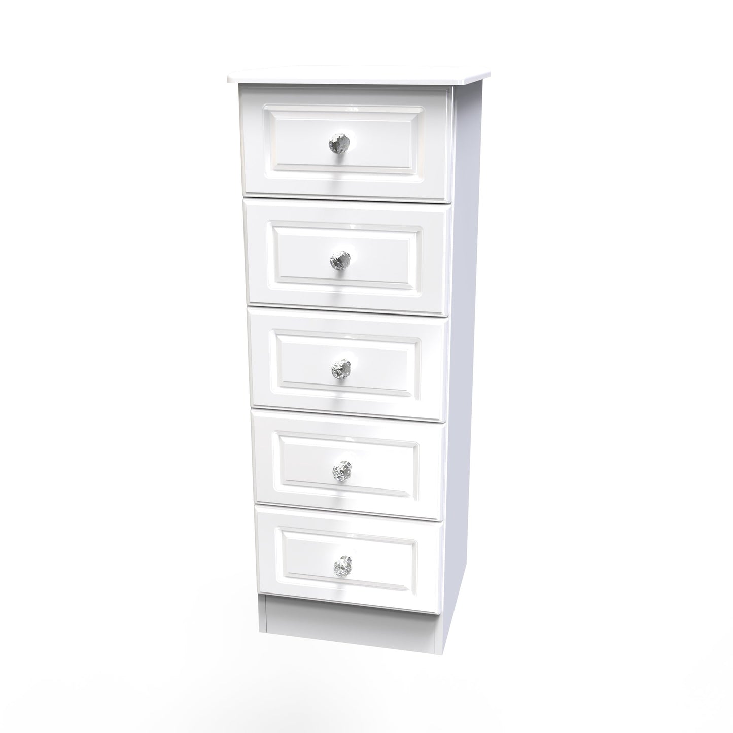Balmoral Tall Tallboy White 5 Drawers 108cm