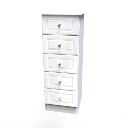 Balmoral Tall Tallboy White 5 Drawers 108cm