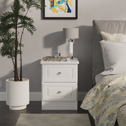 Balmoral Bedside Table White 2 Drawers 51cm