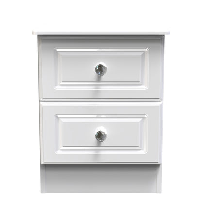 Balmoral Bedside Table White 2 Drawers 51cm