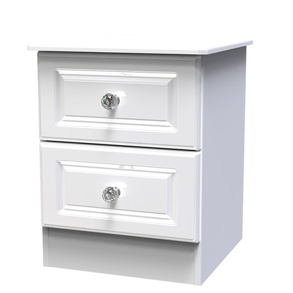 Balmoral Bedside Table White 2 Drawers 51cm
