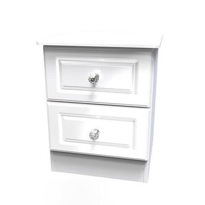 Balmoral Bedside Table White 2 Drawers 51cm