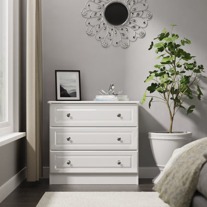 Balmoral Chest of Drawers White 3 Drawers 77cm