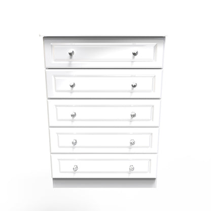 Balmoral Tall Chest of Drawers White 5 Drawers 108cm