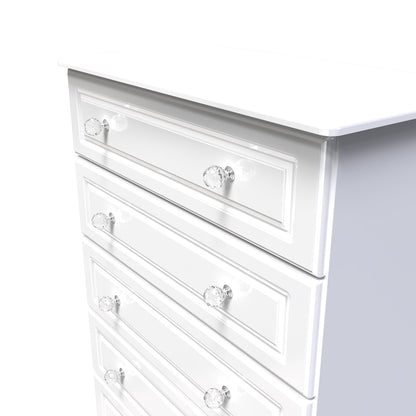 Balmoral Tall Chest of Drawers White 5 Drawers 108cm