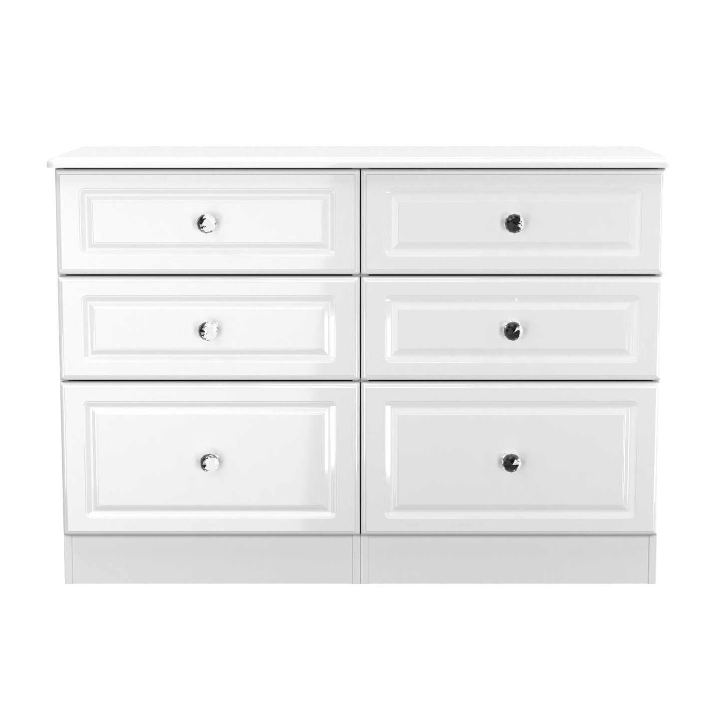 Balmoral Large Chest of Drawers White 6 Drawers 112cm